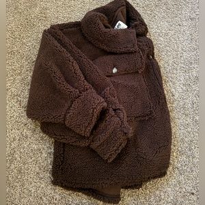 PLUS SIZE Brown Teddy shacket